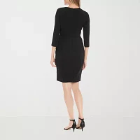 London Times Womens 3/4 Sleeve Sheath Dress