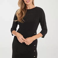 London Times Womens 3/4 Sleeve Sheath Dress