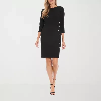 London Times Womens 3/4 Sleeve Sheath Dress