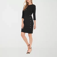 London Times Womens 3/4 Sleeve Sheath Dress