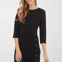 London Times Womens 3/4 Sleeve Sheath Dress