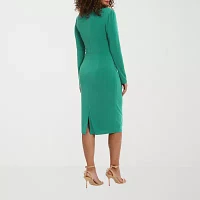 London Times Womens Long Sleeve Sheath Dress