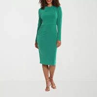 London Times Womens Long Sleeve Sheath Dress