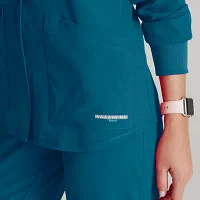 Skechers Sk401 Stability 2-Pocket Crewneck Snap-Front Warm-Up Womens Tag Free Stretch Fabric Moisture Wicking Scrub Jackets