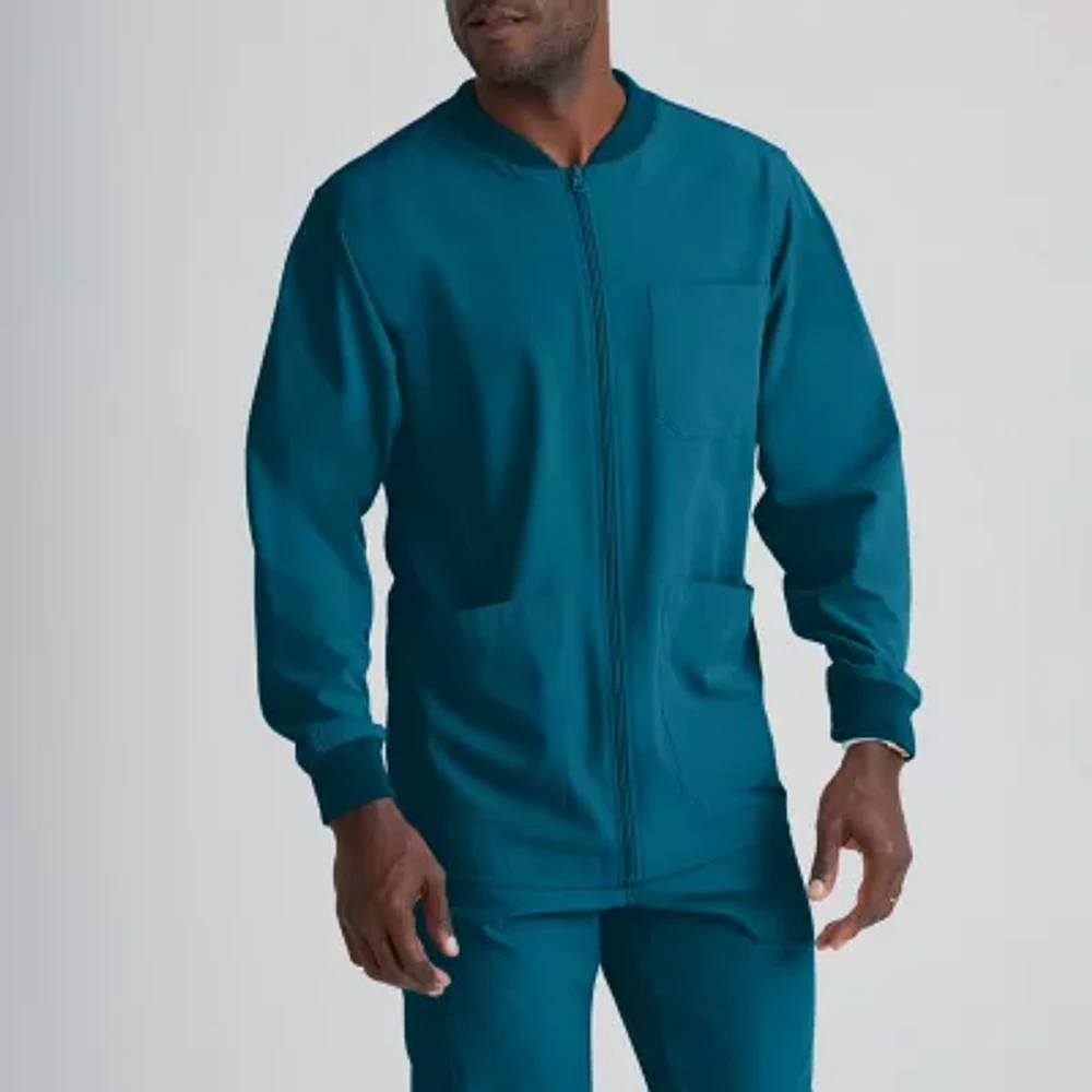Skechers Sk0408 Structure 3-Pocket Crewneck Warm-Up Mens Tag Free Stretch Fabric Moisture Wicking Scrub Jackets