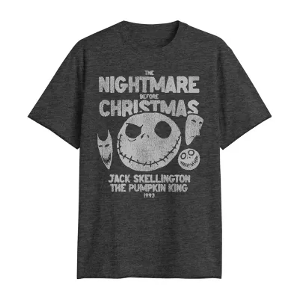 Big and Tall Mens Crew Neck Short Sleeve Regular Fit Nightmare Before Christmas Graphic T-Shirt