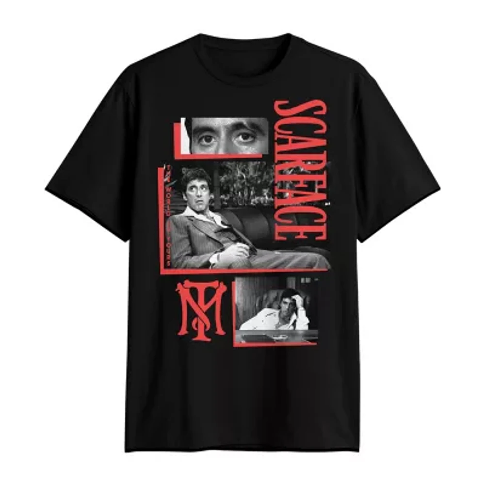 Big and Tall Mens Crew Neck Short Sleeve Regular Fit Scarface Graphic T-Shirt