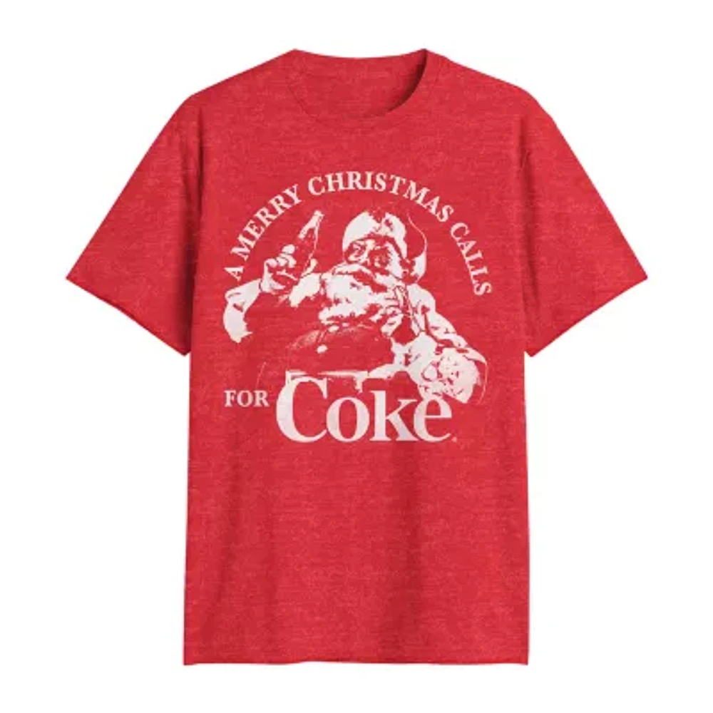 Big and Tall Mens Crew Neck Short Sleeve Regular Fit Coca-Cola Graphic T-Shirt