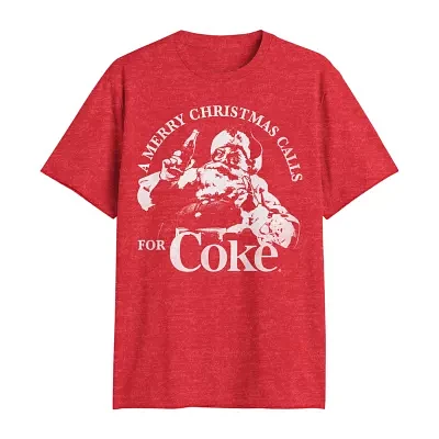 Big and Tall Mens Crew Neck Short Sleeve Regular Fit Coca-Cola Graphic T-Shirt