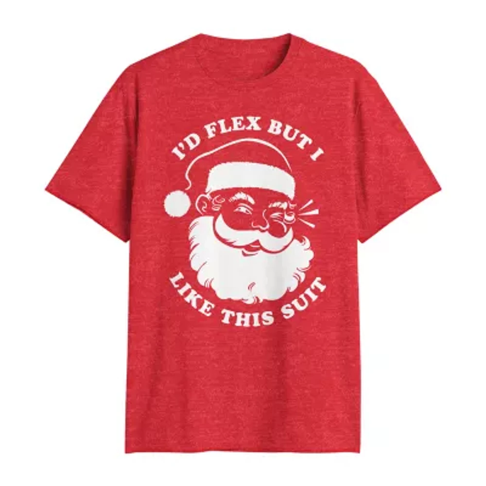 Big and Tall Mens Crew Neck Short Sleeve Regular Fit Holiday Santa Graphic T-Shirt