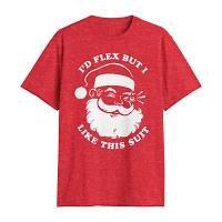 Big and Tall Mens Crew Neck Short Sleeve Regular Fit Holiday Santa Graphic T-Shirt