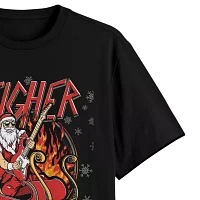 Big and Tall Mens Crew Neck Short Sleeve Regular Fit Holiday Santa Graphic T-Shirt