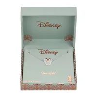 Disney Classics Cubic Zirconia Pure Silver Over Brass 18 Inch Cable Minnie Mouse Pendant Necklace