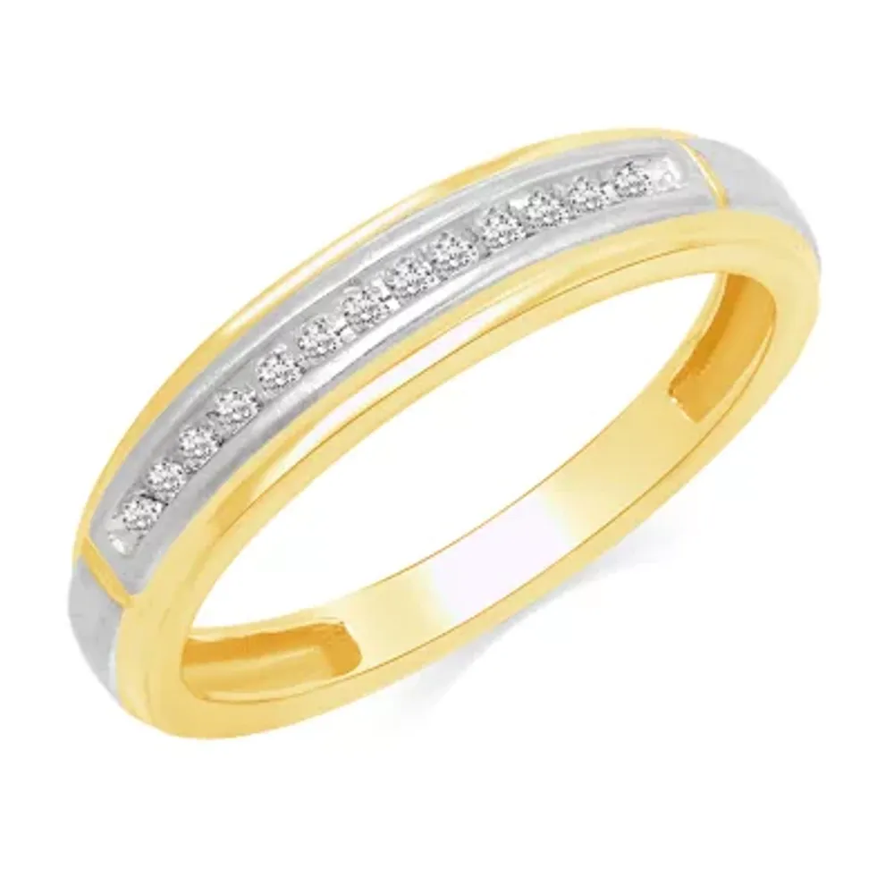 Womens Natural White Diamond 10K Gold Wedding Band