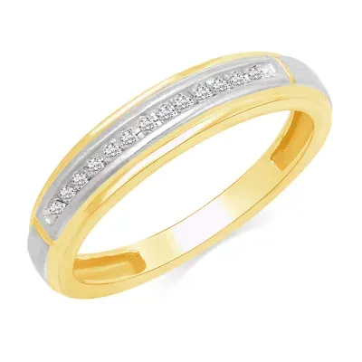 Womens Natural White Diamond 10K Gold Wedding Band