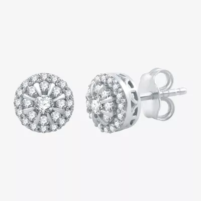 1/2 CT. T.W. Natural White Diamond 10K White Gold 7.9mm Round Stud Earrings