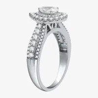 Signature By Modern Bride (H-I / I1) Womens 1 1/4 CT. T.W. Lab Grown White Diamond 10K Gold Pear Side Stone Halo Engagement Ring