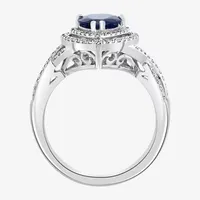 Effy Womens / CT. T.W. Diamond & Genuine Blue Sapphire 14K White Gold Cocktail Ring