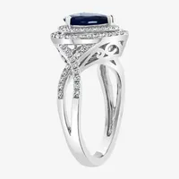 Effy Womens / CT. T.W. Diamond & Genuine Blue Sapphire 14K White Gold Cocktail Ring