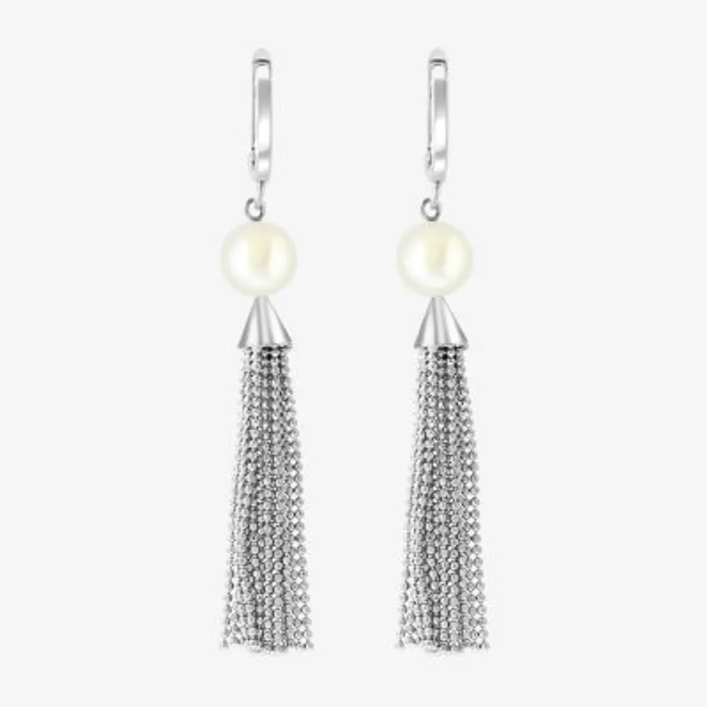 Effy  White Cultured Freshwater Pearl Sterling Silver Drop Earrings
