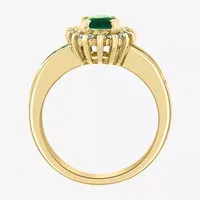 Effy Womens 1/ CT. T.W. Diamond & Genuine Green Emerald 14K Gold Cocktail Ring