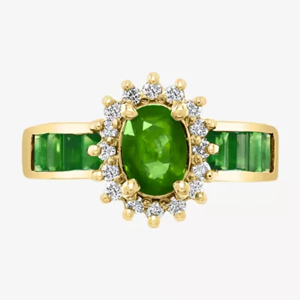 Effy Womens 1/ CT. T.W. Diamond & Genuine Green Emerald 14K Gold Cocktail Ring