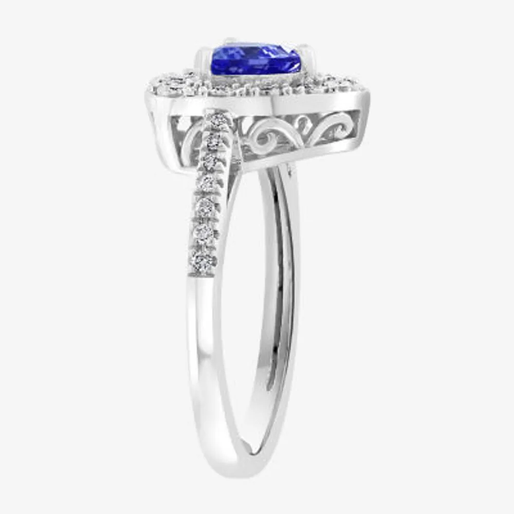 Effy Womens 1/ CT. T.W. Diamond & Genuine Tanzanite Sterling Silver Cocktail Ring