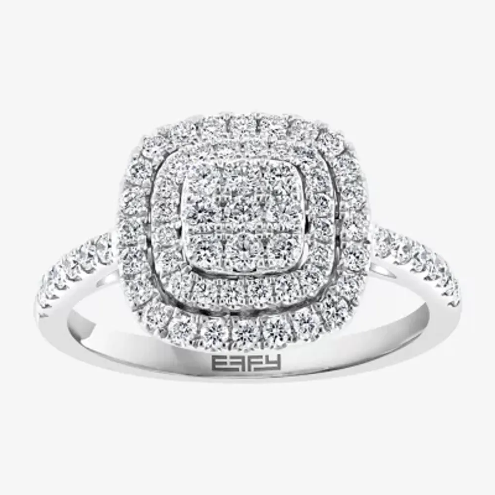 Effy Womens / CT. T.W. Natural Diamond 14K White Gold Cushion Halo Cocktail Ring