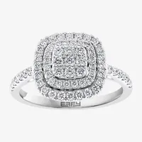 Effy Womens / CT. T.W. Mined Diamond 14K White Gold Cushion Halo Cocktail Ring