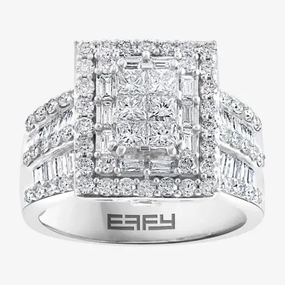 Effy Womens CT. T.W. Natural Diamond 14K White Gold Halo Cocktail Ring