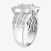 Effy Womens 2 CT. T.W. Natural Diamond 14K White Gold Halo Cocktail Ring