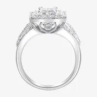 Effy Womens 2 CT. T.W. Natural Diamond 14K White Gold Halo Cocktail Ring