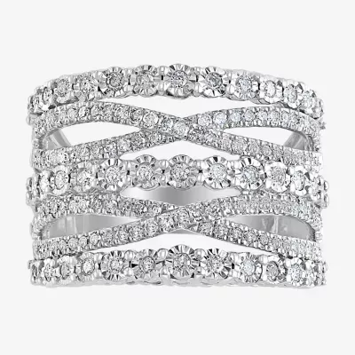 Effy  1 CT. T.W. Mined Diamond Sterling Silver Crossover Band