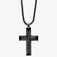 Effy  Mens Genuine Agate Sterling Silver Cross Pendant Necklaces