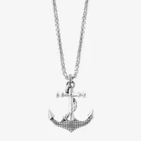Effy  Mens Sterling Silver Anchor Pendant Necklace
