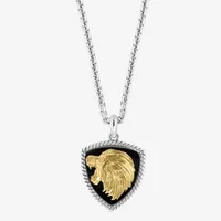 Effy  Lion Mens Black Onyx Sterling Silver Pendant Necklace