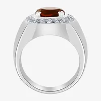 Effy Mens Genuine Champagne Quartz & Genuine White Topaz Sterling Silver Fashion Ring