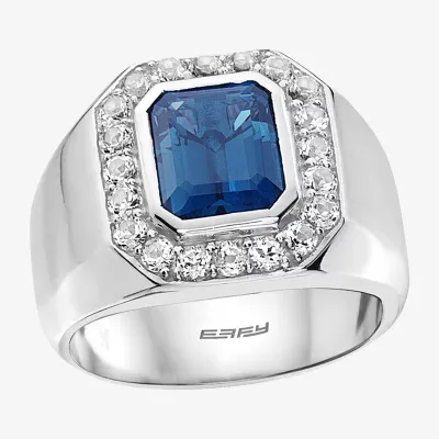 Effy  Mens Genuine Blue & White Topaz Sterling Silver Fashion Ring
