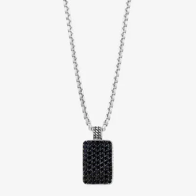 Effy  Mens Genuine Black Spinel Sterling Silver Pendant Necklace