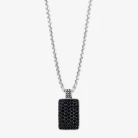 Effy  Mens Genuine Black Spinel Sterling Silver Pendant Necklace