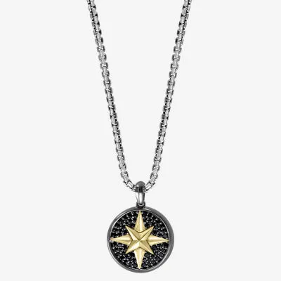 Effy  North Star Mens Genuine Black Spinel 14K Gold Over Silver Sterling Silver Star Pendant Necklace