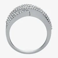 H-I / I1) 1 CT. T.W. Lab Grown Diamond Sterling Silver Crossover Band