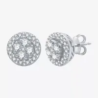 (H-I / I1) 1 CT. T.W. Lab Grown White Diamond Sterling Silver 10.6mm Round Stud Earrings