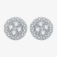 H-I / I1) 1 CT. T.W. Lab Grown Diamond Sterling Silver 10.6mm Round Stud Earrings