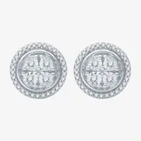 H-I / I1) 1 CT. T.W. Lab Grown Diamond Sterling Silver 10.6mm Round Stud Earrings