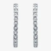 (H-I / I1) 1/4 CT. T.W. Lab Grown Diamond Sterling Silver 24.9mm Hoop Earrings