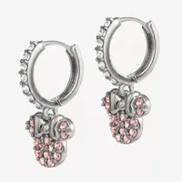 Disney Collection Pink Cubic Zirconia Sterling Silver 16.2mm Minnie Mouse Stud Earrings