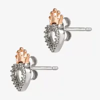 Disney Collection White Cubic Zirconia 14K Rose Gold Over Silver 11mm Princess Stud Earrings