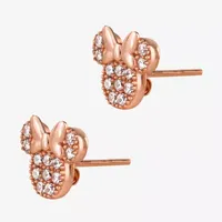 Disney Collection White Cubic Zirconia 14K Gold Over Silver 8.9mm Minnie Mouse Stud Earrings