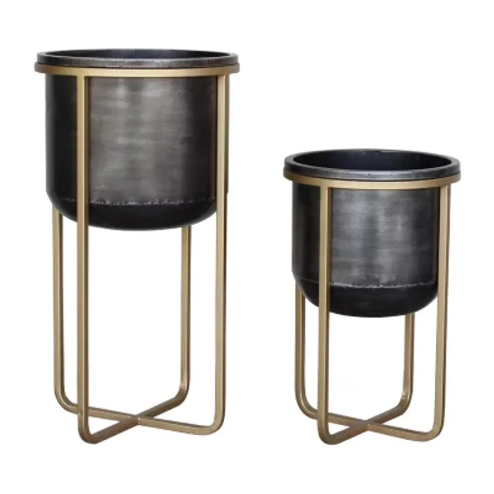 Rizzy Mid Century Metal Planters Set Of 2